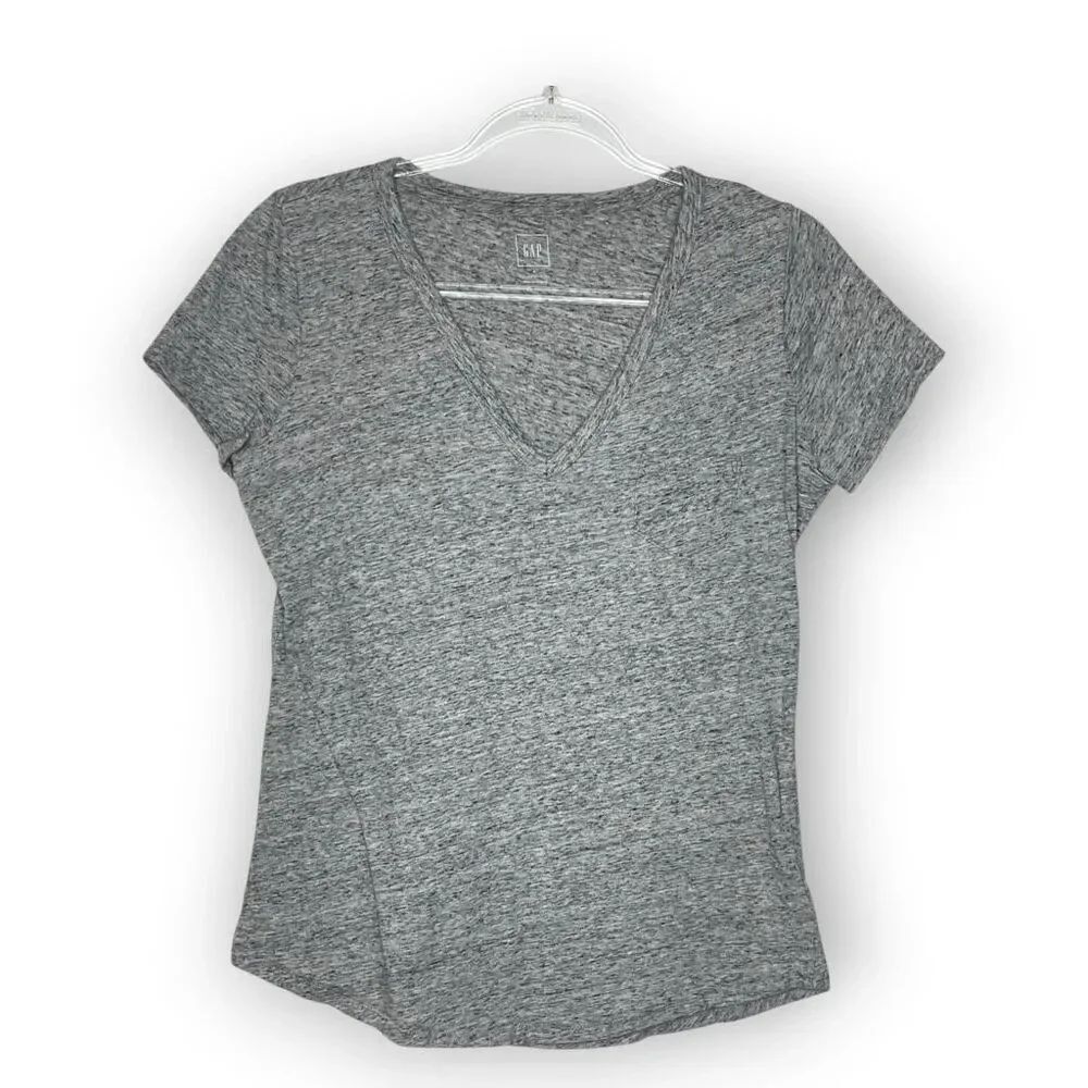 Gap GAP Gray Vintage Wash V-neck Tee Short Sleeve Shirt Top Women’s Size Small